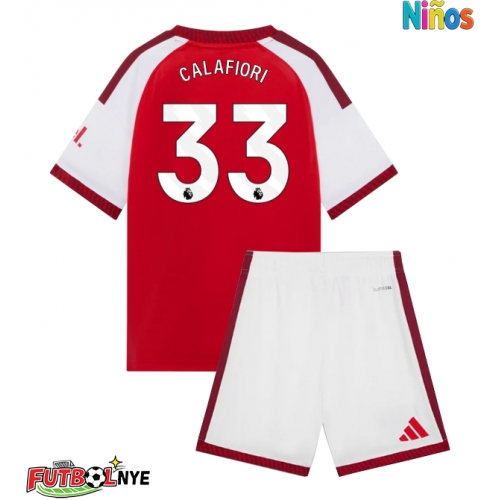 Camiseta Arsenal Riccardo Calafiori #33 Primera Equipación para niños 2026-27 manga corta (+ pantalones cortos)